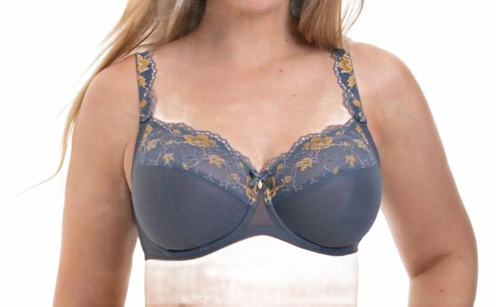 NEW ROSA FAIA colette full cup non molded bra in sky grey with gold